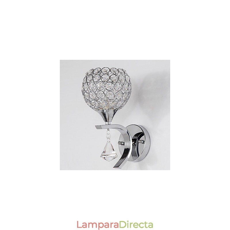 Aplique de pared con luz ambiental de cristal, moderno y contemporáneo, galvanizado, Max Crystal