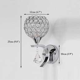 Aplique de pared con luz ambiental de cristal, moderno y contemporáneo, galvanizado, Max Crystal