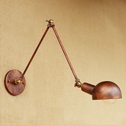 Aplique de pared con luz ambiental y protección ocular con brazo oscilante estilo mini, con pintura rústica vintage sencilla