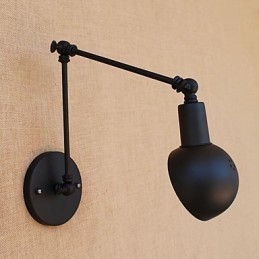 Aplique de pared con luz ambiental y protección ocular con brazo oscilante estilo mini, con pintura rústica vintage sencilla