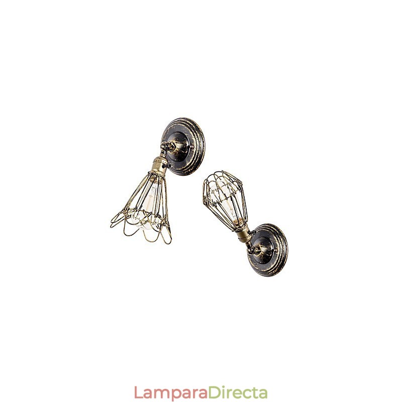 Apliques de pared vintage para interiores, de metal, con ángulo ajustable, estilo retro, con jaula de alambre