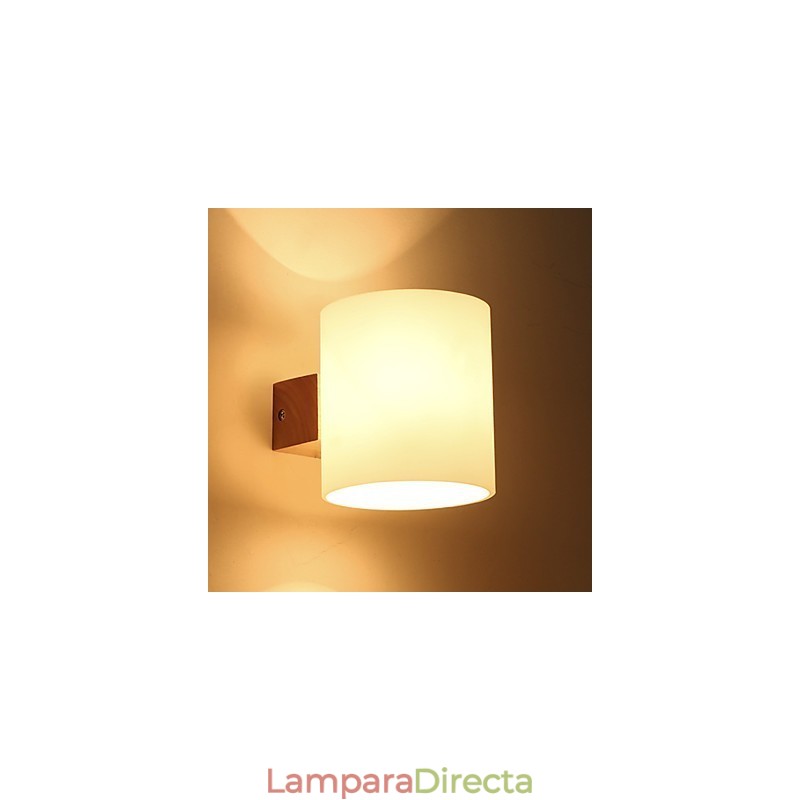 Aplique de pared con luz descendente de estilo mini, lámpara de noche de madera de troncos para dormitorio, con protección para los ojos, estilo campestre novedoso