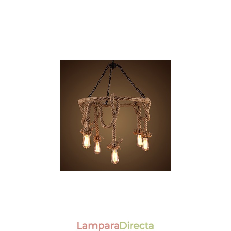 Lámpara de araña de cáñamo estilo country americano
