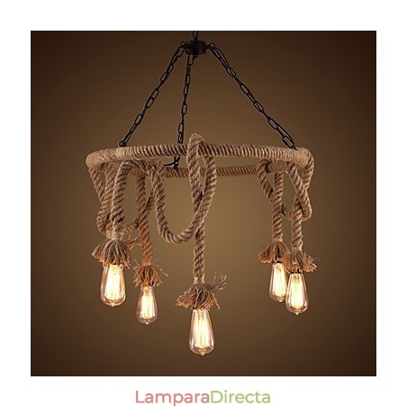 Lámpara de araña de cáñamo estilo country americano Lámpara de araña de cáñamo estilo country americano