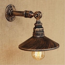 Lámpara de pared de tubería de agua nórdica de estilo industrial, luz de pared marrón antigua