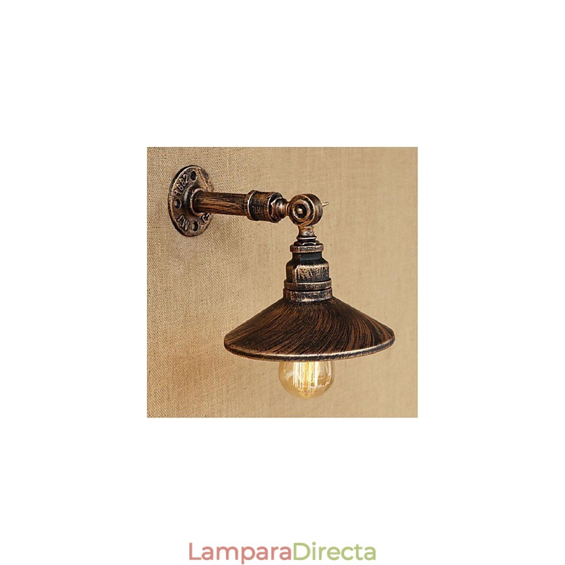 Lámpara de pared de tubería de agua nórdica de estilo industrial, luz de pared marrón antigua