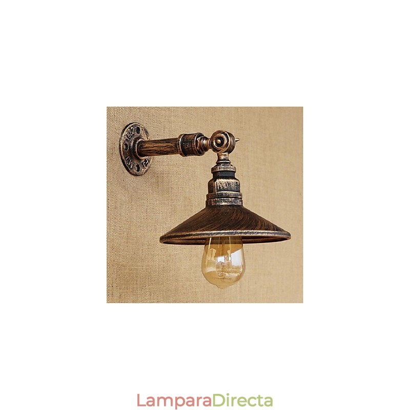Lámpara de pared de tubería de agua nórdica de estilo industrial, luz de pared marrón antigua