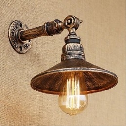 Lámpara de pared de tubería de agua nórdica de estilo industrial, luz de pared marrón antigua