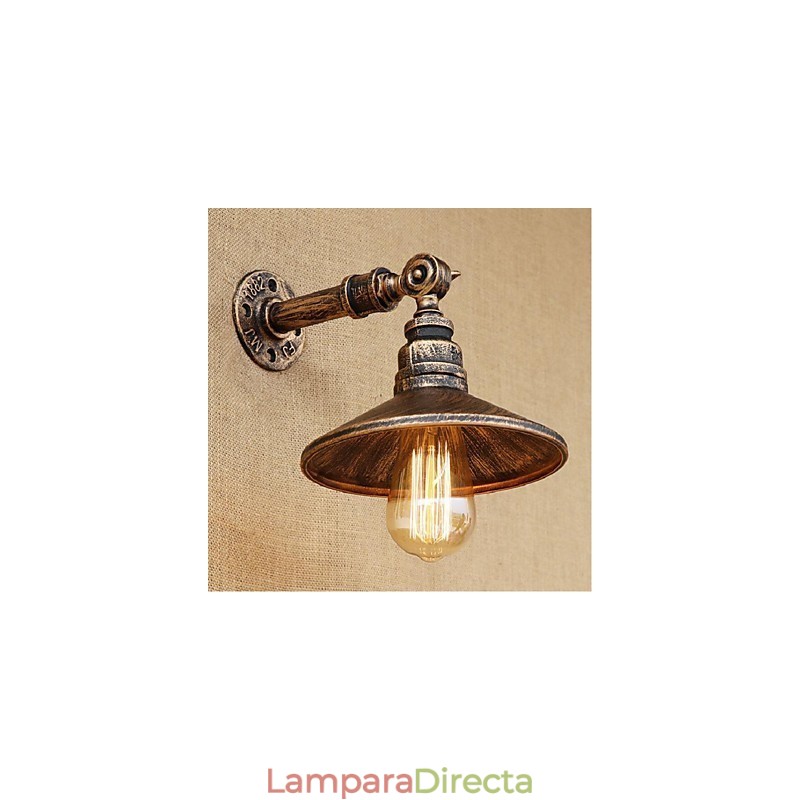 Lámpara de pared de tubería de agua nórdica de estilo industrial, luz de pared marrón antigua