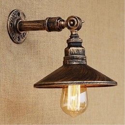 Lámpara de pared de tubería de agua nórdica de estilo industrial, luz de pared marrón antigua
