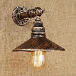 Lámpara de pared de tubería de agua nórdica de estilo industrial, luz de pared marrón antigua