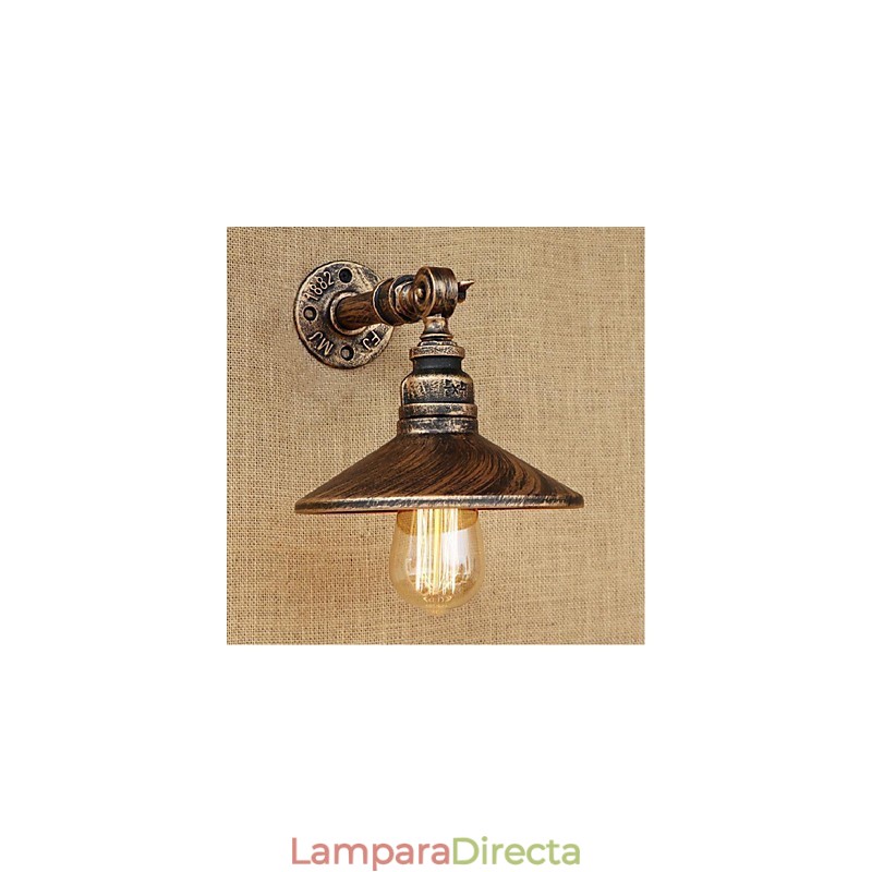 Lámpara de pared de tubería de agua nórdica de estilo industrial, luz de pared marrón antigua