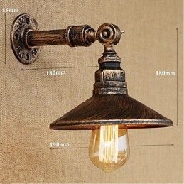 Lámpara de pared de tubería de agua nórdica de estilo industrial, luz de pared marrón antigua