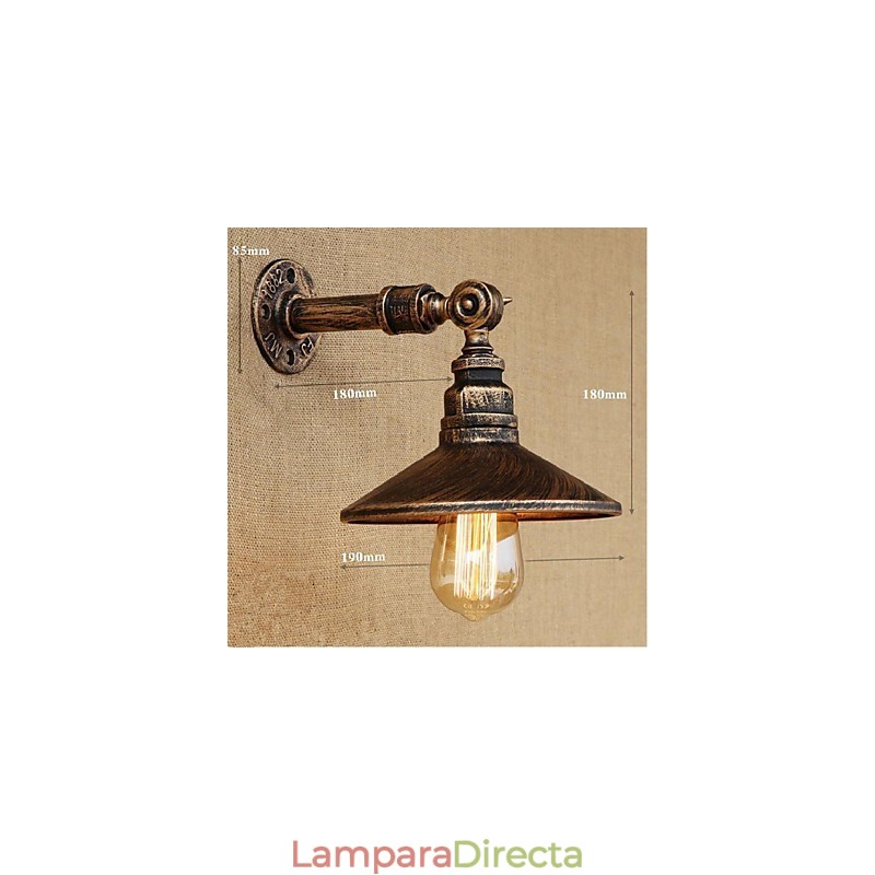 Lámpara de pared de tubería de agua nórdica de estilo industrial, luz de pared marrón antigua