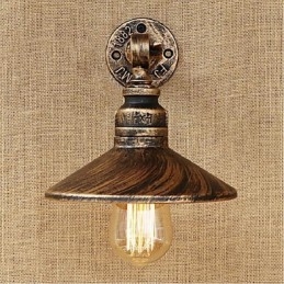 Lámpara de pared de tubería de agua nórdica de estilo industrial, luz de pared marrón antigua
