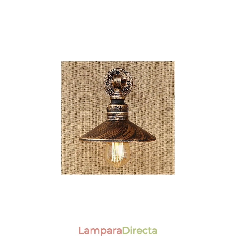 Lámpara de pared de tubería de agua nórdica de estilo industrial, luz de pared marrón antigua