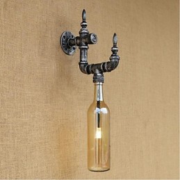 Aplique de pared rústico plateado con iluminación ambiental