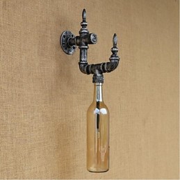 Aplique de pared rústico plateado con iluminación ambiental