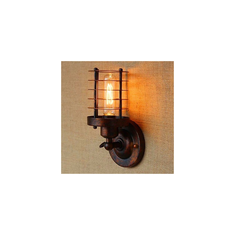 Aplique de pared rústico de latón antiguo estilo campestre para iluminación ambiental.