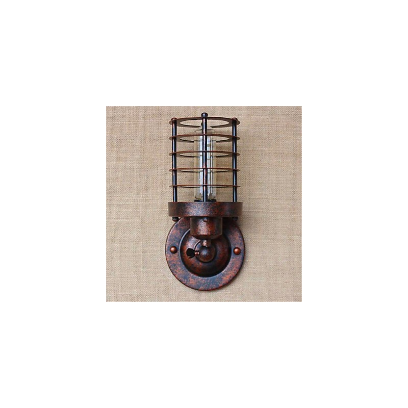 Aplique de pared rústico de latón antiguo estilo campestre para iluminación ambiental.