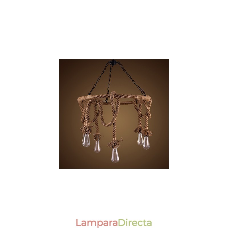 Lámpara de araña de cáñamo estilo country americano