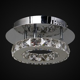 Lámpara de techo moderna contemporánea de metal cromado y cristal