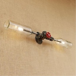 Lámpara de pared estilo botella de agua de diseño industrial retro con diseño de viento, color gris