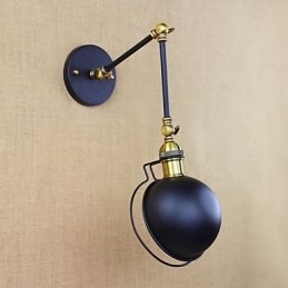 Lámpara de pared decorativa de estilo industrial retro europeo con iluminación de personajes de pueblo y brazo de hierro