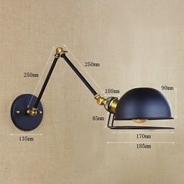 Lámpara de pared decorativa de estilo industrial retro europeo con iluminación de personajes de pueblo y brazo de hierro