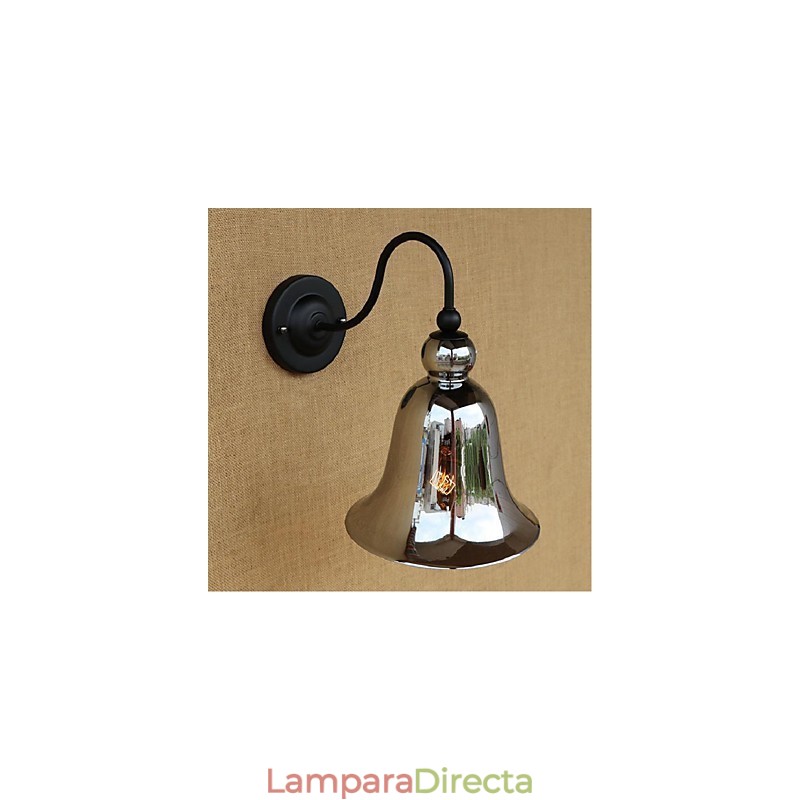 Aplique de pared rústico plateado con luz empotrada