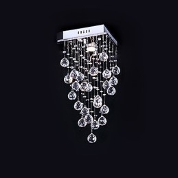 Lámpara de araña moderna contemporánea de metal galvanizado con cristal y montaje empotrado