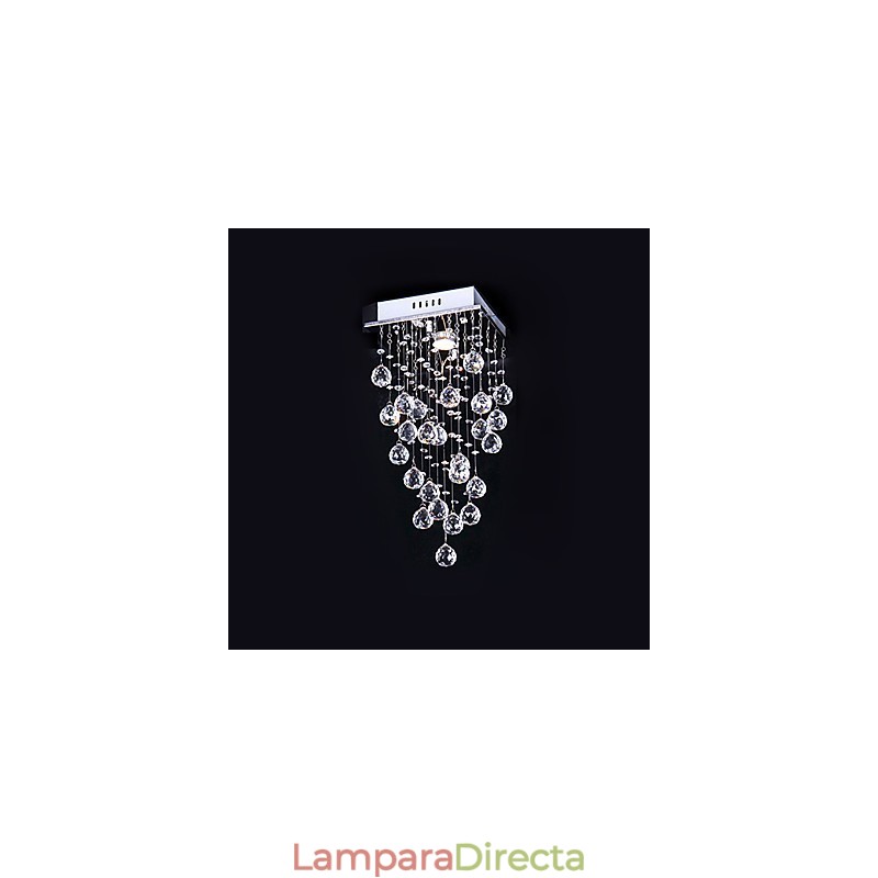 Lámpara de araña moderna contemporánea de metal galvanizado con cristal y montaje empotrado