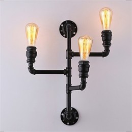 Lámparas de pared de tubo industriales vintage, luces creativas negras, iluminación decorativa para restaurante, cafetería y bar, con acabado pintado de 3 luces.