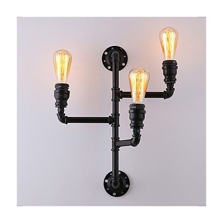 Lámparas de pared de tubo industriales vintage, luces creativas negras, iluminación decorativa para restaurante, cafetería y bar, con acabado pintado de 3 luces. Lámparas de pared de tubo industriales vintage, luces creativas negras, iluminación decorativa para restaurante, cafetería y bar, con acabado pintado de 3 luces.