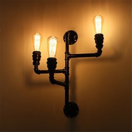 Lámparas de pared de tubo industriales vintage, luces creativas negras, iluminación decorativa para restaurante, cafetería y bar, con acabado pintado de 3 luces.