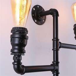Lámparas de pared de tubo industriales vintage, luces creativas negras, iluminación decorativa para restaurante, cafetería y bar, con acabado pintado de 3 luces.