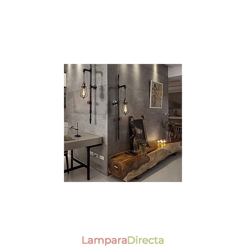 Lámparas de pared de tubo industriales retro, estilo loft, estilo jaula de pájaros negra, de metal, para sala de estar, comedor, cocina, bar, cafetería, decoración, iluminación.