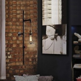 Lámparas de pared de tubo industriales retro, estilo loft, estilo jaula de pájaros negra, de metal, para sala de estar, comedor, cocina, bar, cafetería, decoración, iluminación.