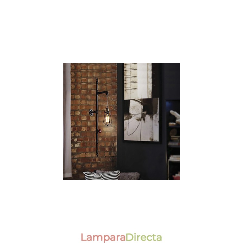 Lámparas de pared de tubo industriales retro, estilo loft, estilo jaula de pájaros negra, de metal, para sala de estar, comedor, cocina, bar, cafetería, decoración, iluminación.