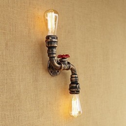 Aplique de pared de latón rústico estilo cabaña campestre con luz ambiental estilo mini.