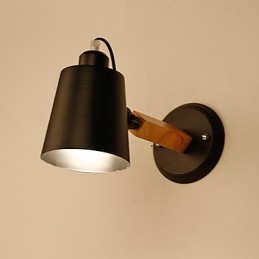 Aplique de pared vintage de madera Art Déco de metal rústico para sala de estar, comedor, pasillo, lámpara de pared negra y blanca opcional