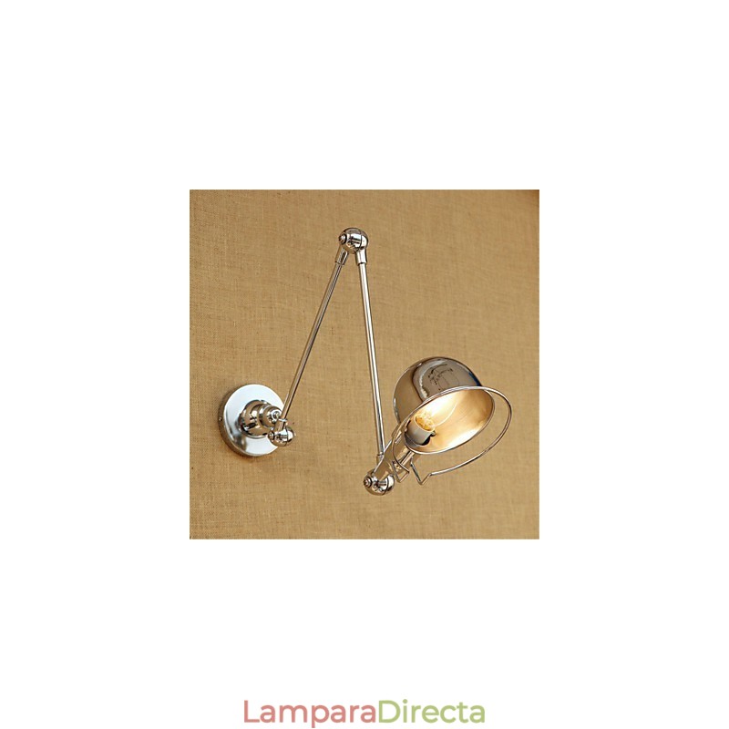 Lámpara empotrada moderna contemporánea de cromo estilo campestre con brazo oscilante y protección para los ojos. Lámpara empotrada con brazo oscilante para pared.