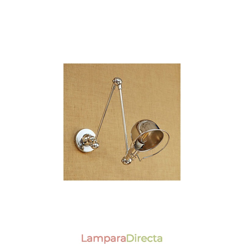 Lámpara empotrada moderna contemporánea de cromo estilo campestre con brazo oscilante y protección para los ojos. Lámpara empotrada con brazo oscilante para pared.