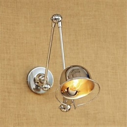 Lámpara empotrada moderna contemporánea de cromo estilo campestre con brazo oscilante y protección para los ojos. Lámpara empotrada con brazo oscilante para pared.