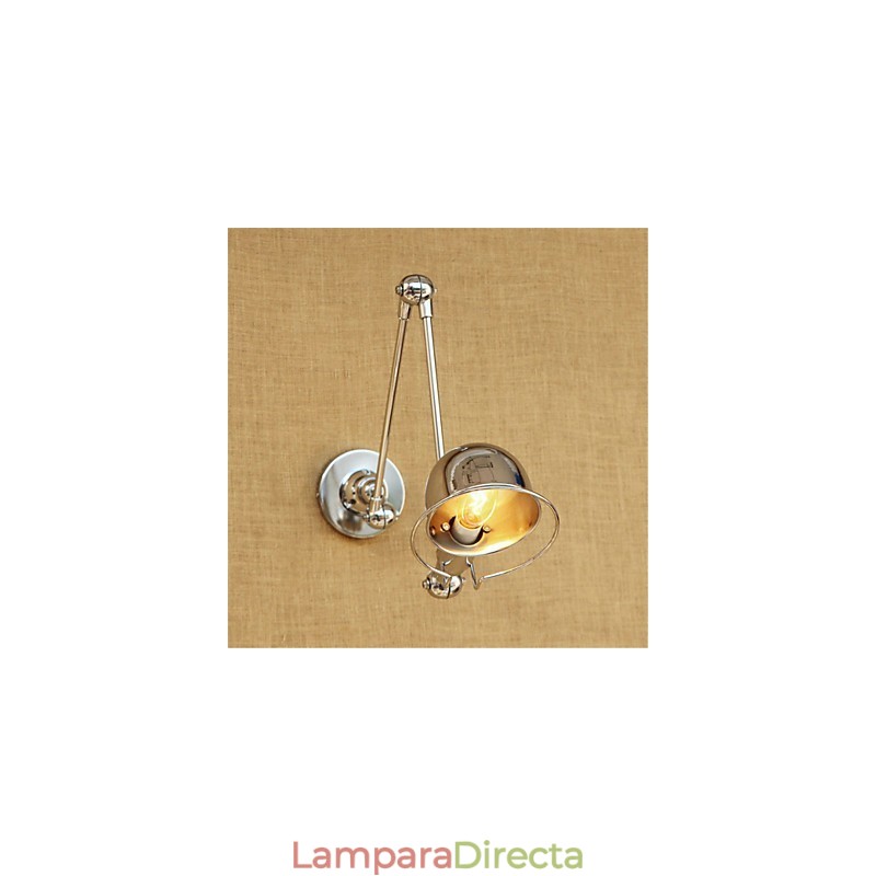 Lámpara empotrada moderna contemporánea de cromo estilo campestre con brazo oscilante y protección para los ojos. Lámpara empotrada con brazo oscilante para pared.