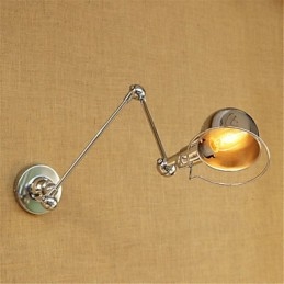 Lámpara empotrada moderna contemporánea de cromo estilo campestre con brazo oscilante y protección para los ojos. Lámpara empotrada con brazo oscilante para pared.