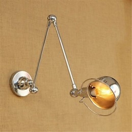 Lámpara empotrada moderna contemporánea de cromo estilo campestre con brazo oscilante y protección para los ojos. Lámpara empotrada con brazo oscilante para pared.