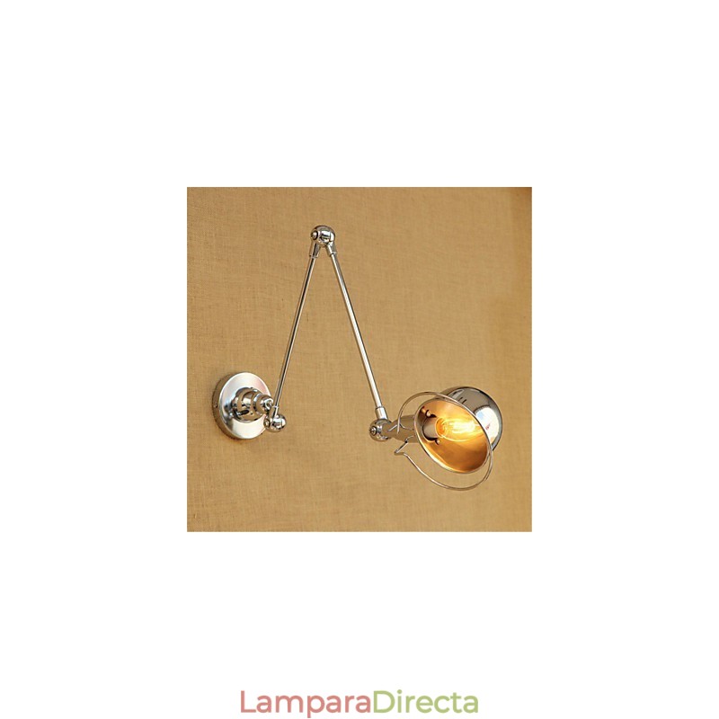 Lámpara empotrada moderna contemporánea de cromo estilo campestre con brazo oscilante y protección para los ojos. Lámpara empotrada con brazo oscilante para pared.
