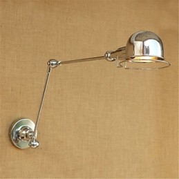 Lámpara empotrada moderna contemporánea de cromo estilo campestre con brazo oscilante y protección para los ojos. Lámpara empotrada con brazo oscilante para pared.