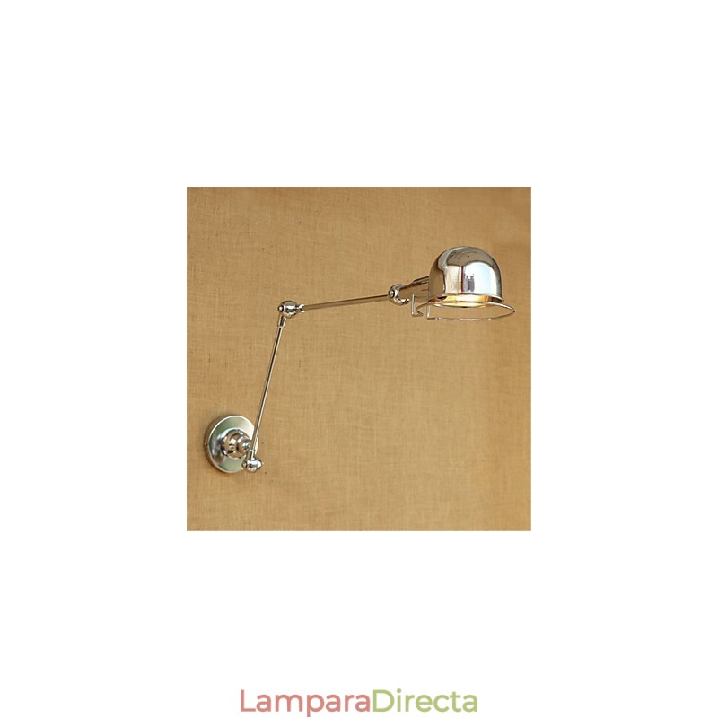 Lámpara empotrada moderna contemporánea de cromo estilo campestre con brazo oscilante y protección para los ojos. Lámpara empotrada con brazo oscilante para pared.